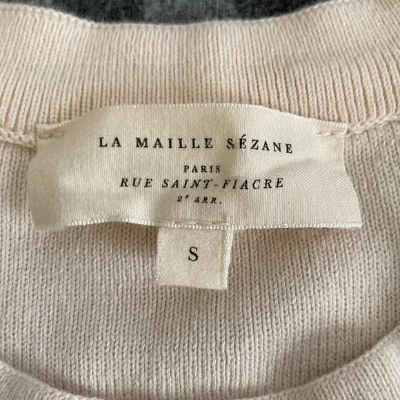 Sezane Matthis Jumper Natural / Navy Size S - Picture 7 of 11